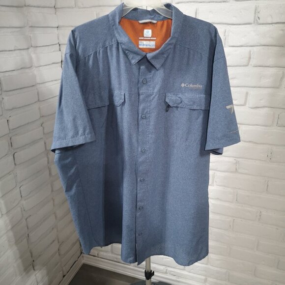 Columbia Men's Size XXL Blue Omni Freeze Zero Titanium Sweat Activated Shirt - Picture 1 of 11